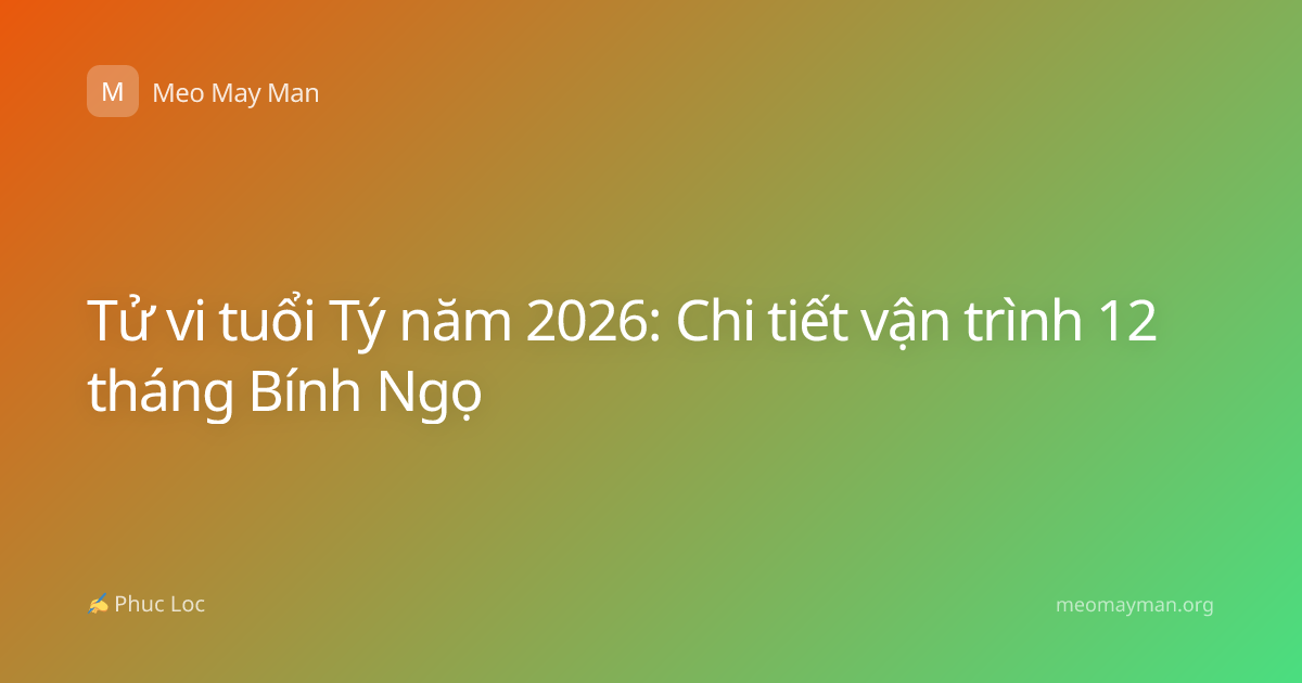 Tử vi tuổi Tý năm 2026: Chi tiết vận trình 12 tháng Bính Ngọ